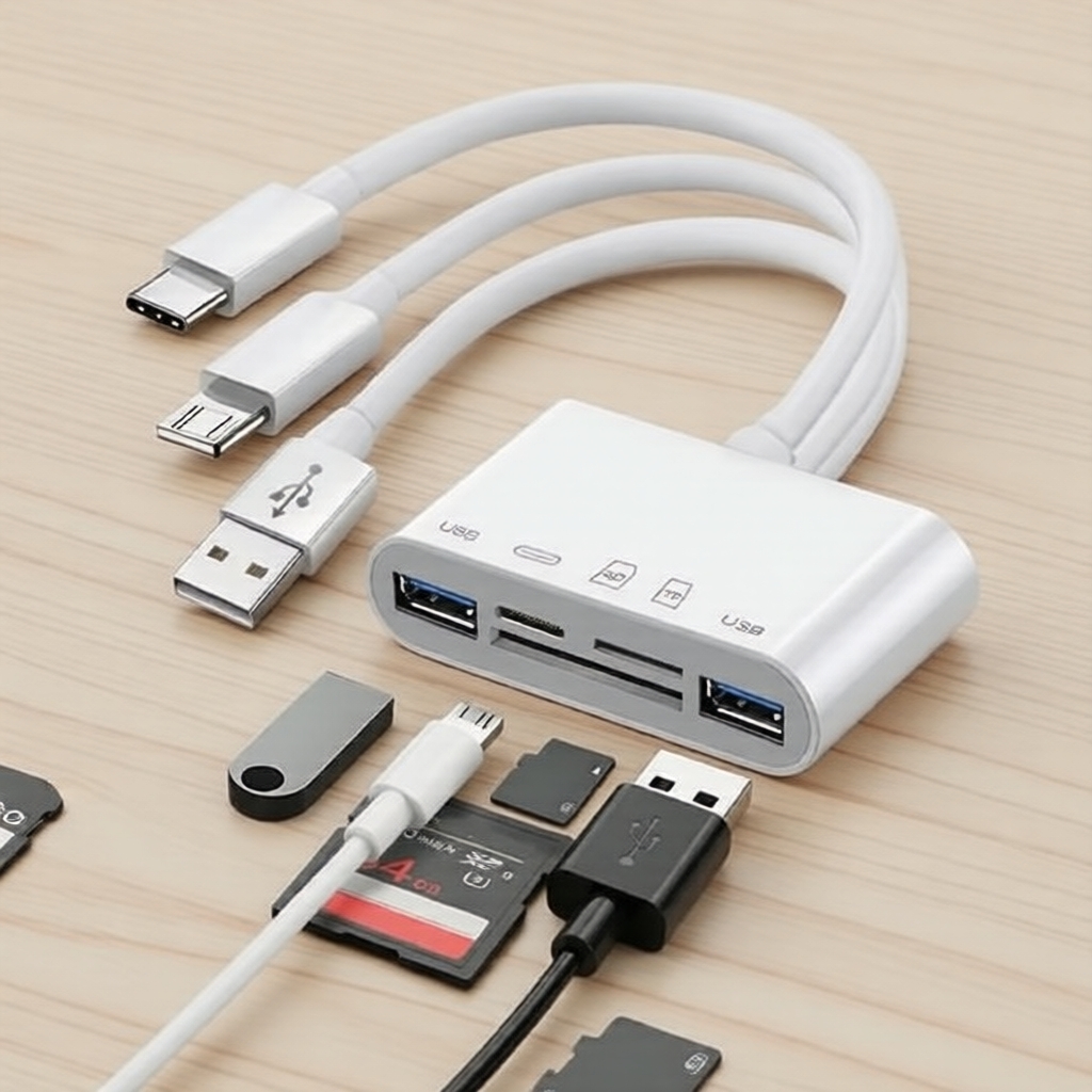 ฮับ USB Type-C แบบคอมแพค 5-in-1: พอร์ต VGA, อ่านการ์ด SD/TF, OTG รองรับ Mac และ Windows