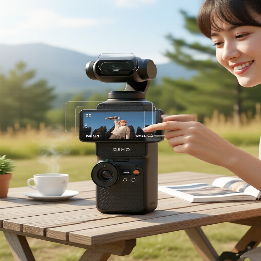 DJI Osmo Pocket 3 ฟิล์มกระจกกันรอยหน้าจอและเลนส์ 9H HD ป้องกันรอยขีดข่วน
