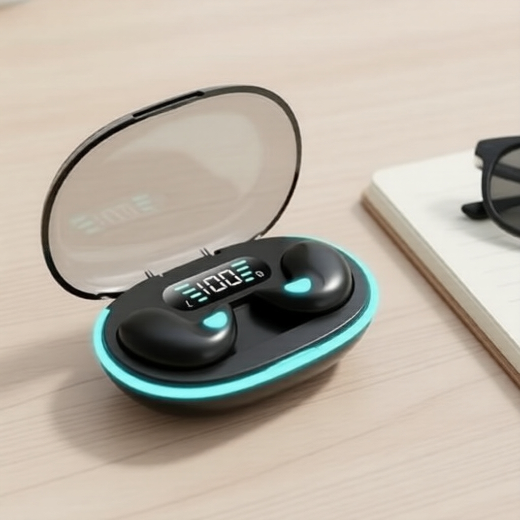 หูฟังไร้สาย X55 True, Bluetooth 5.3 เสียง Hi-Fi สเตอริโอ, ไมโครโฟน & ตัดเสียงรบกวน, กันน้ํา เหมาะสําหรับใส่ตอนนอน