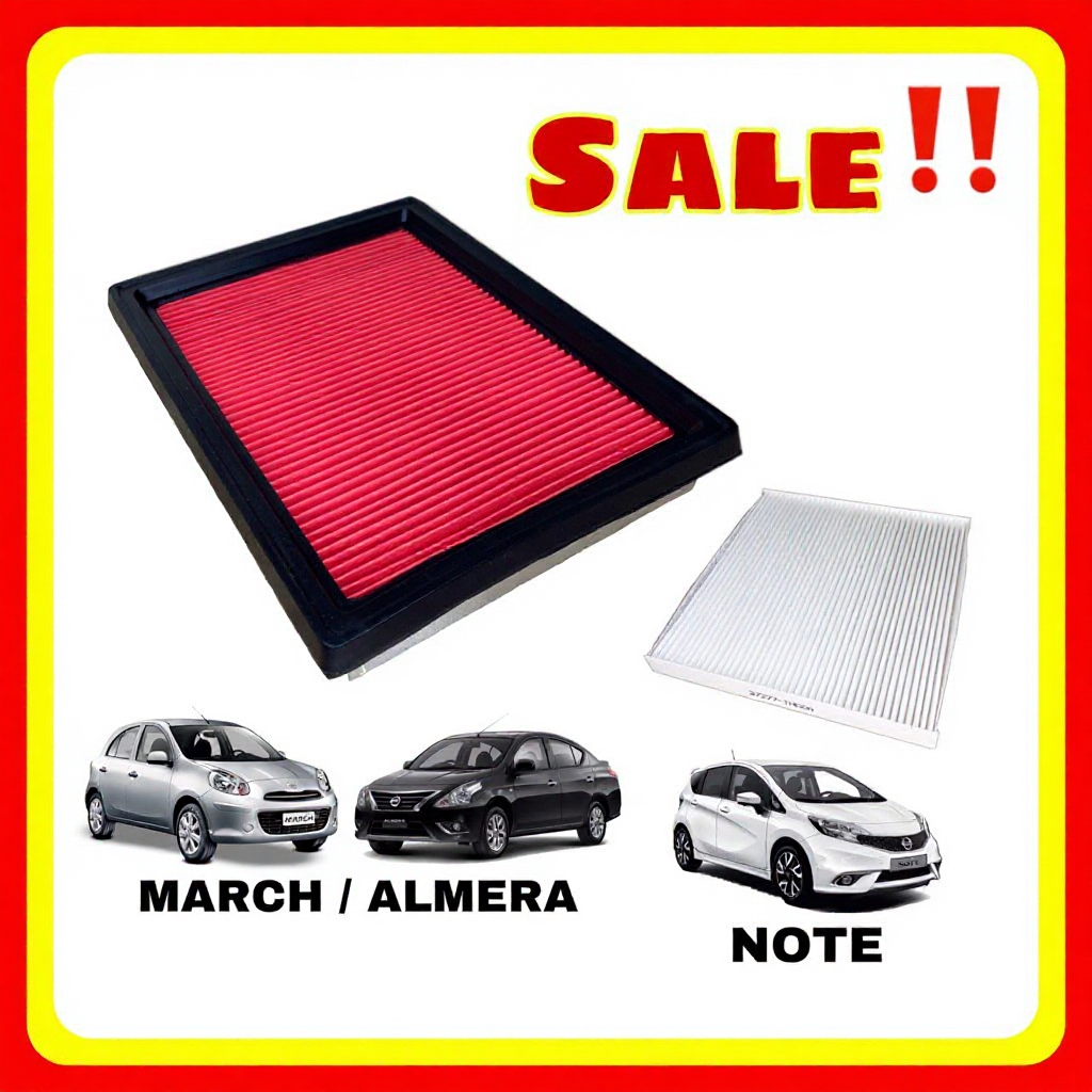 กรองอากาศ+กรองแอร์ Nissan March Almera Note
