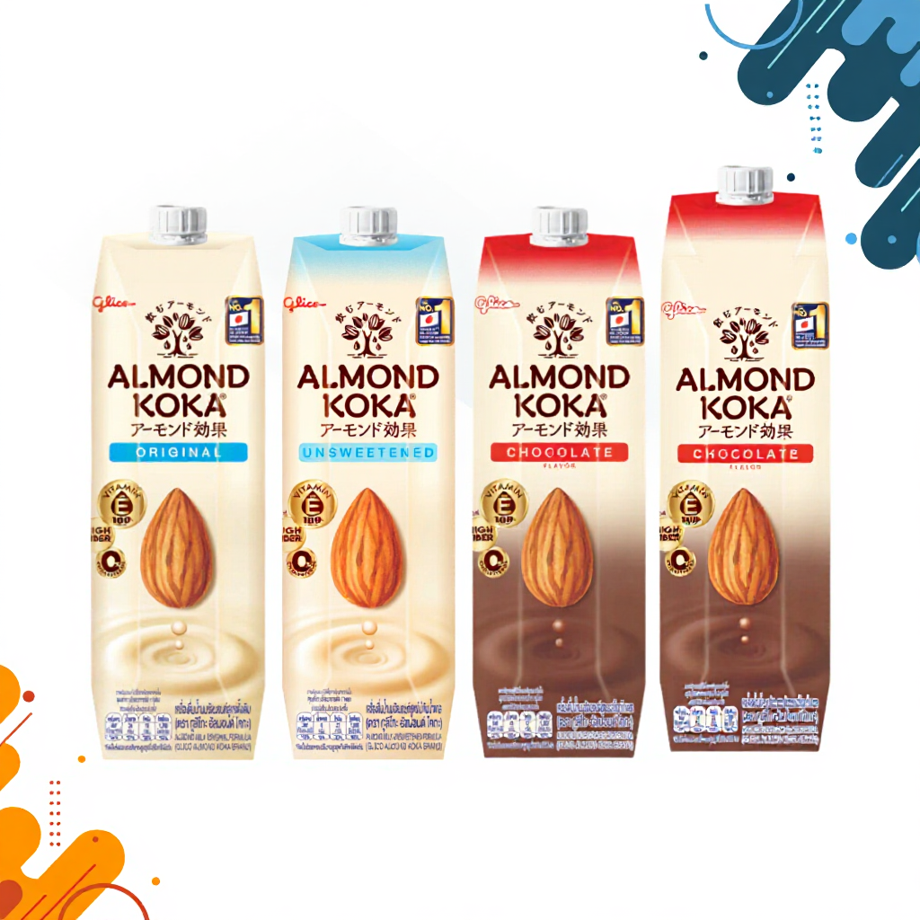 นมอัลมอนด์ Glico Almond Koka 1 ลิตร ไม่มีน้ำตาลแลคโตส