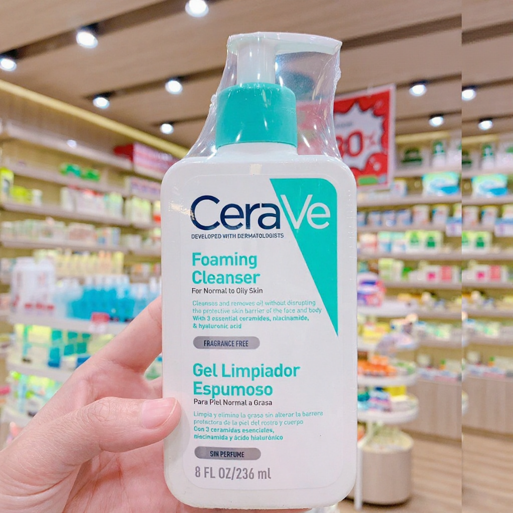 โฟมล้างหน้า CeraVe 236 มล. อ่อนโยนต่อผิว ไม่ทำให้ผิวแห้งตึง