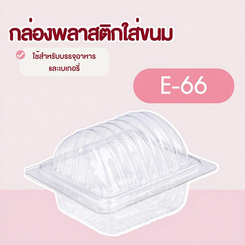 E-66 กล่องพลาสติกใส กล่องขนมใส่อาหาร เบเกอรี่