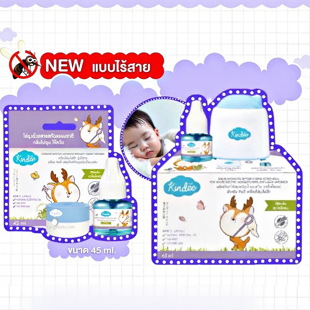 KINDEE คินดี้ เครื่องไล่ยุงไฟฟ้า+น้ำยาไล่ยุง กันยุงเด็ก