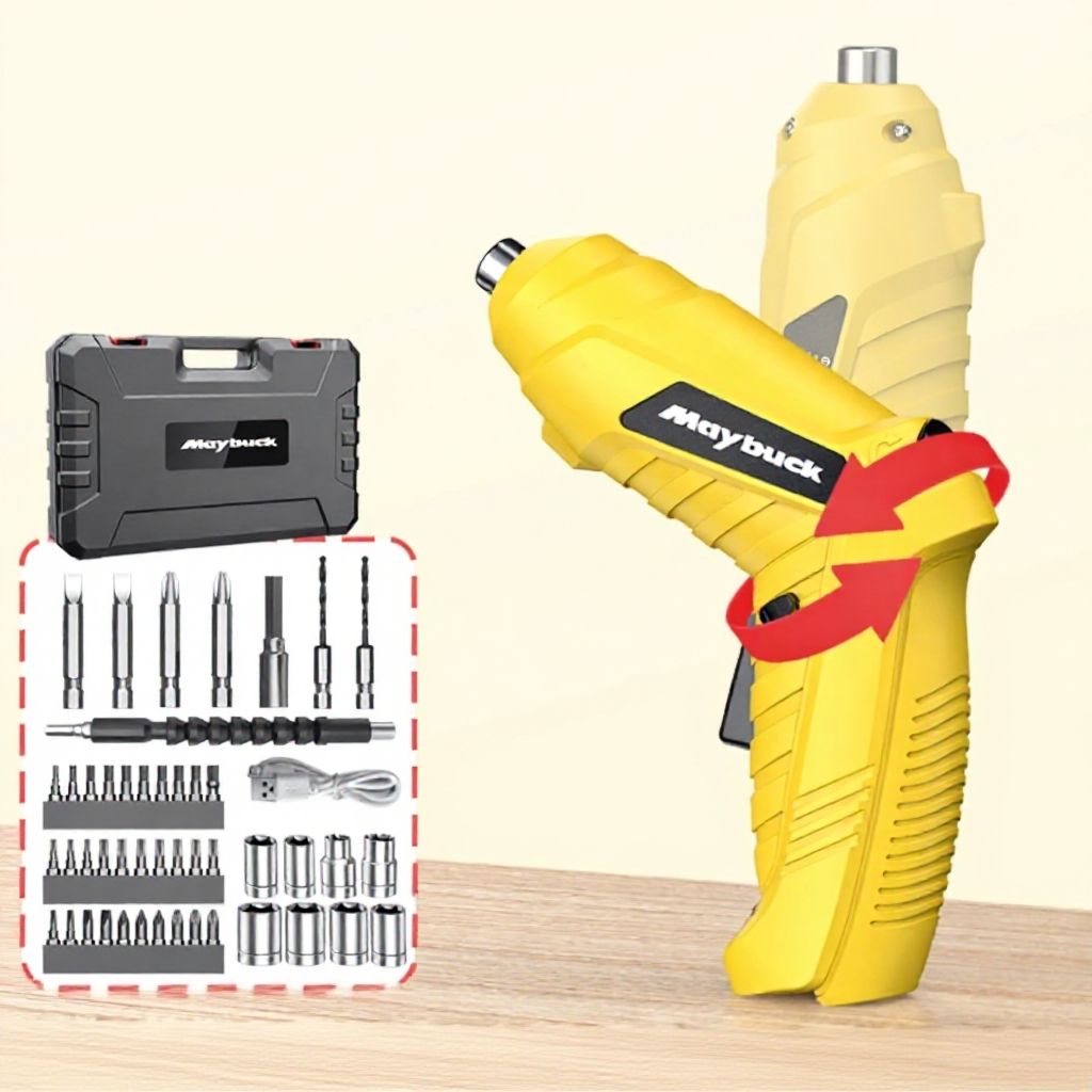 Maybuck ชุดไขควงไฟฟ้าพกพา พร้อมไฟ LED