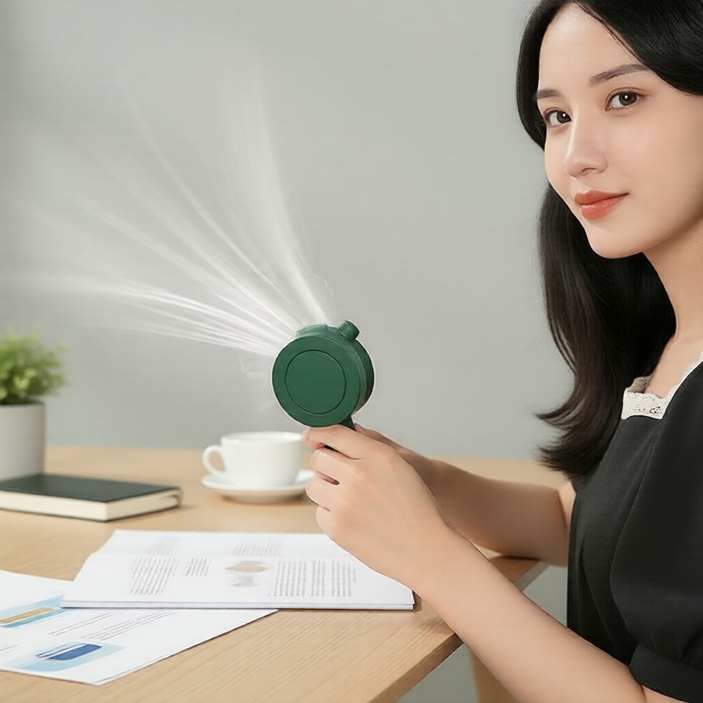 พัดลมปุ่ม USB แบบพกพา 360 องศา Airflow Bladeless Mini ชาร์จใหม่ได้สีขาว