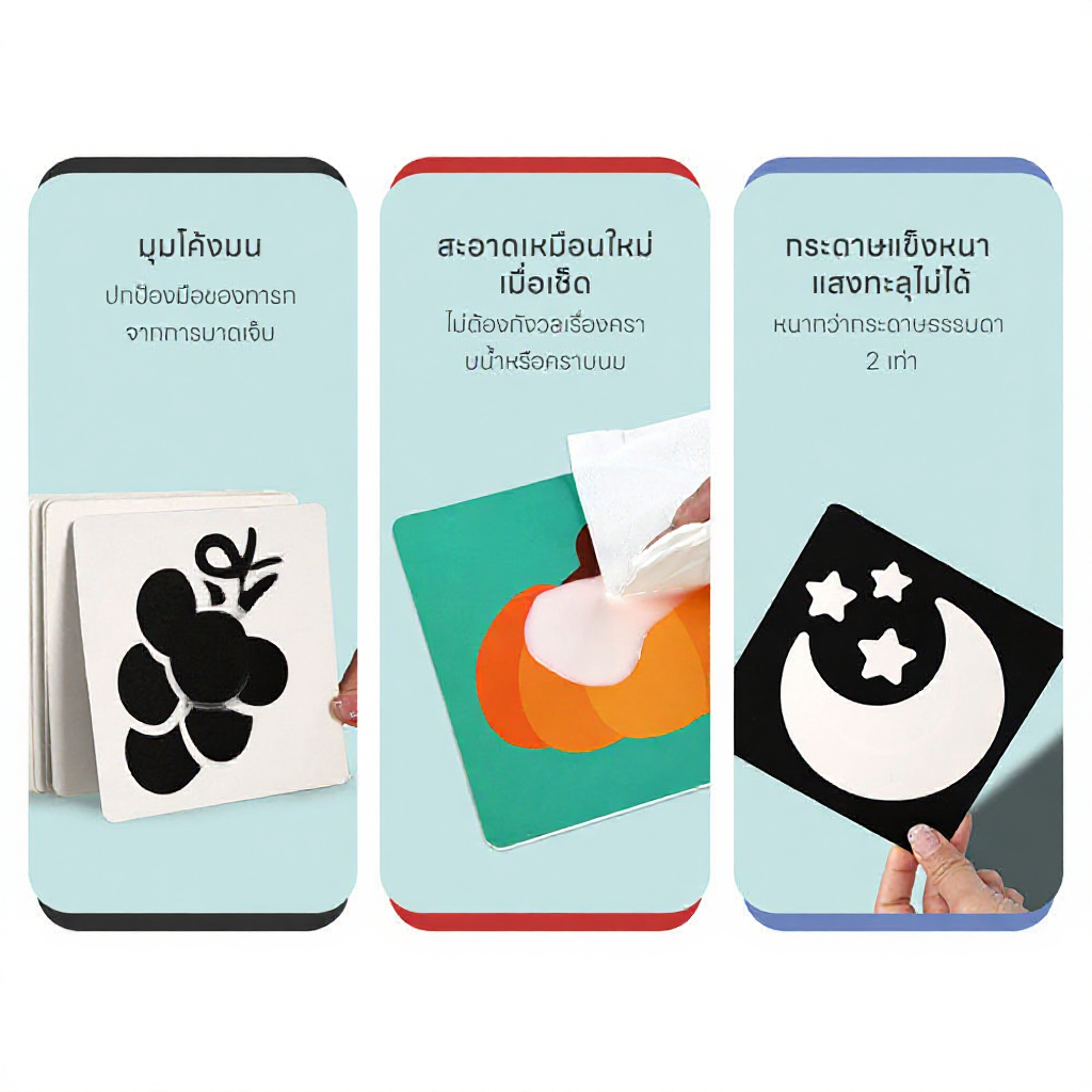 EDDEN การ์ดกระตุ้นสายตา การฝึกฝนภาพของทารก flashcard เพิ่มความสนใจ