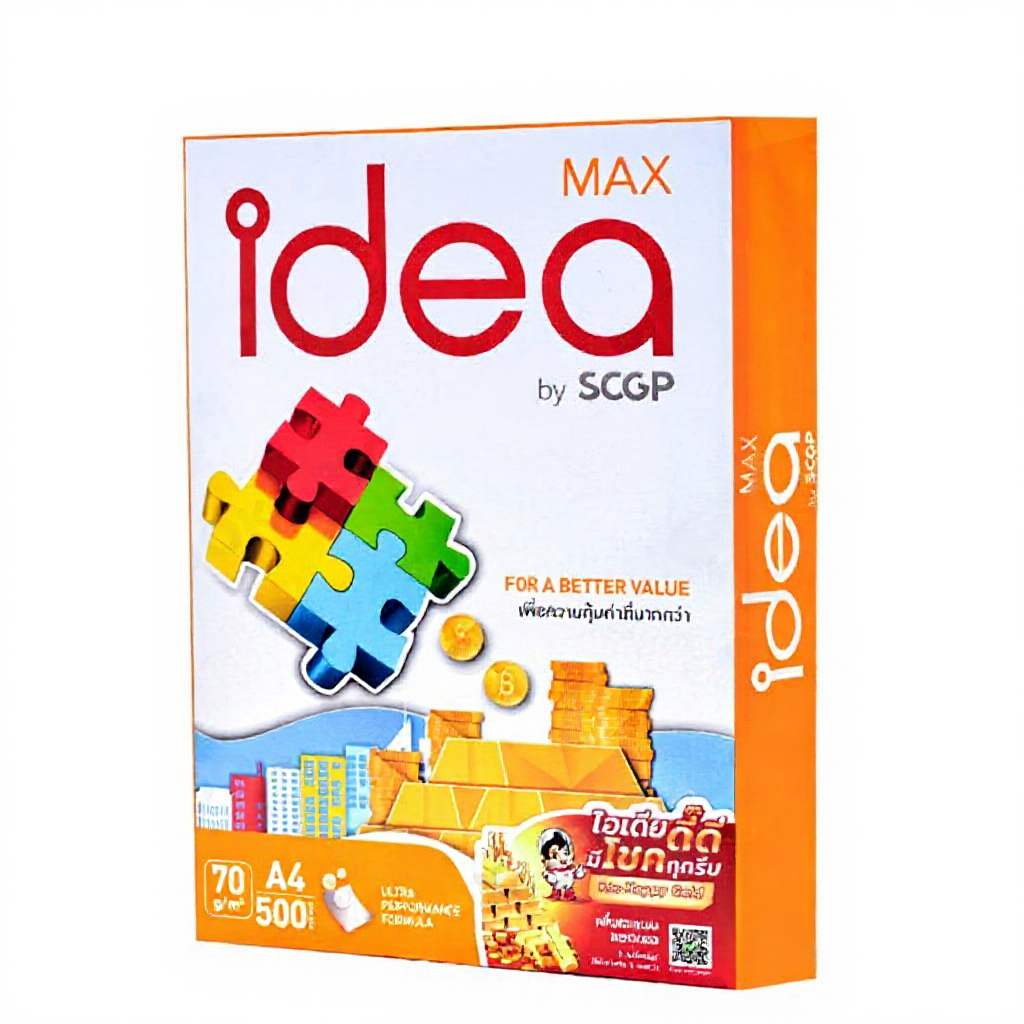 Idea กระดาษถ่ายเอกสาร 70 แกรม และ 80 แกรม A4 บรรจุ 1 รีม Idea Green, Idea Max, Idea Work ลดปัญหามองท