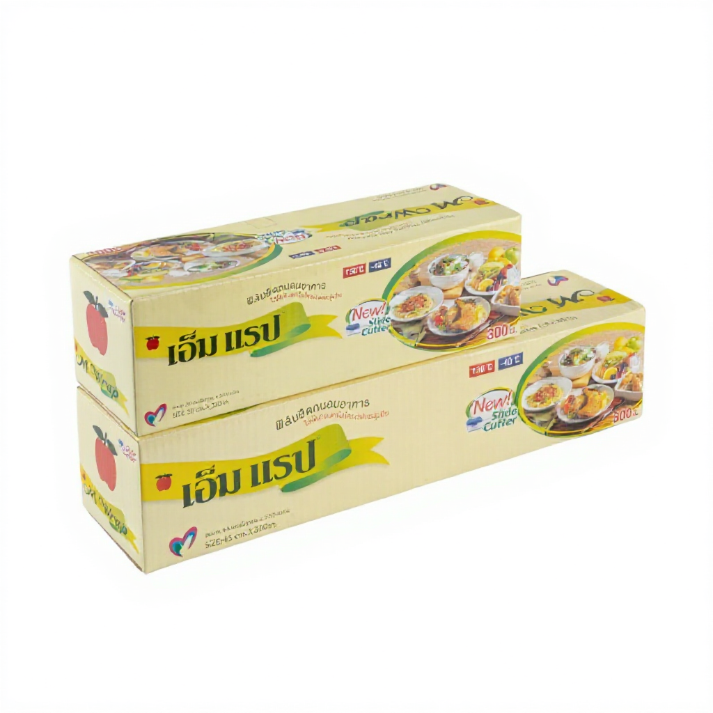 ฟิล์มถนอมอาหาร M Wrap แบบกล่อง ยาว 300 เมตร พร้อมใบมีดสไลด์
