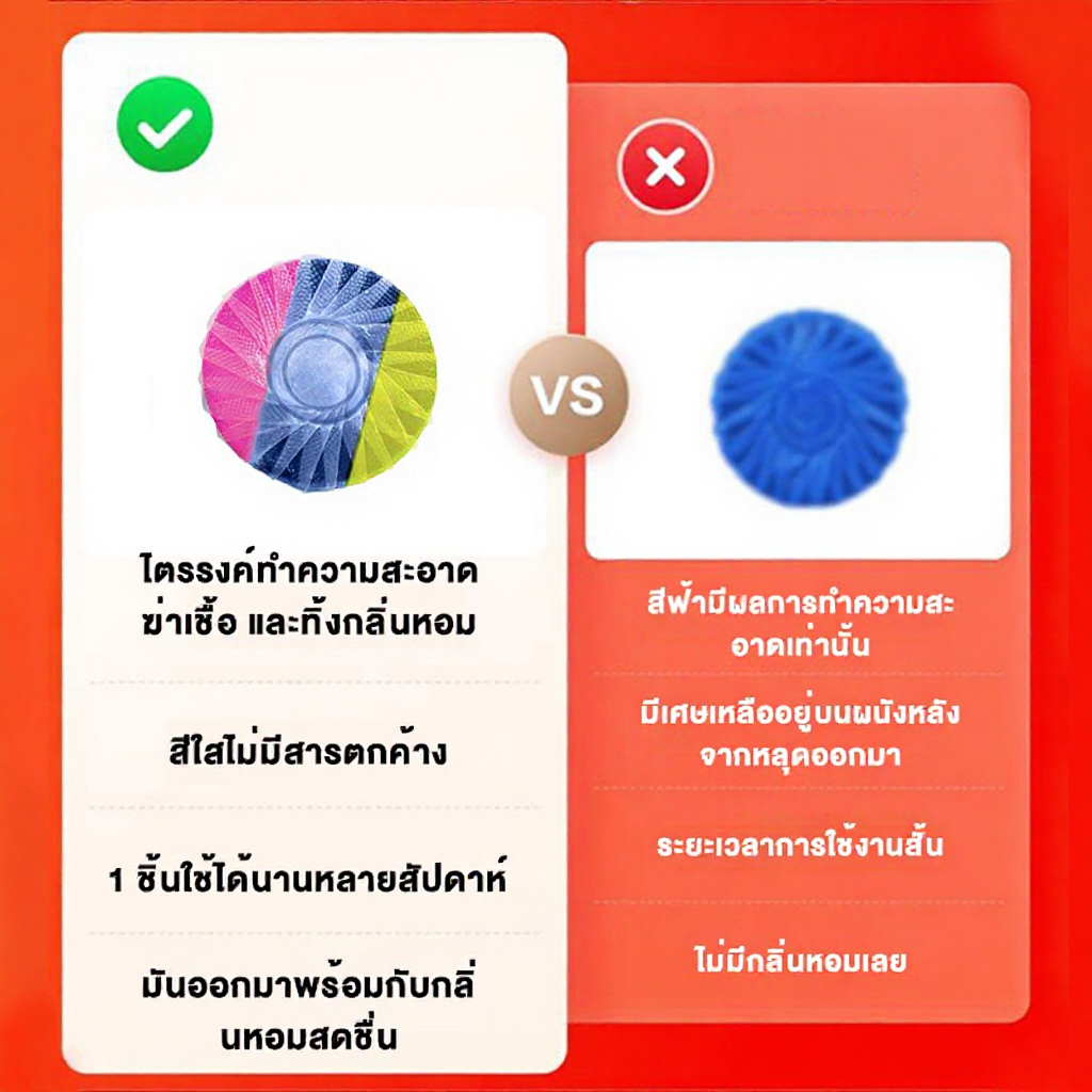 JASMEEN ก้อนดับกลิ่นชักโครก ก้อนดับกลิ่น 3 สี ดับกลิ่นโถส้วม ก้อนดับชักโครก  ความสะอาด ฆ่าเชื้อโรค ข