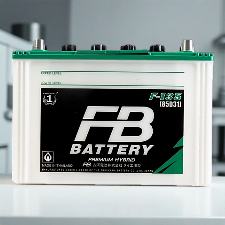 FB Battery ชนิด Premium Hybrid F-135 R/L แบตรถยนต์ 85 แอมป์ พร้อมใช้ ใหม่จากโรงงาน มีรับประกัน 1ปี