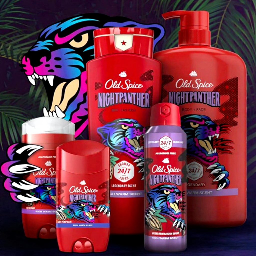 Old Spice Night Panther Roll on และ เจลอาบน้ำ หอมช็อคโกแลตผสมเครื่องเทศ หวานนุ่ม น่าค้นหา