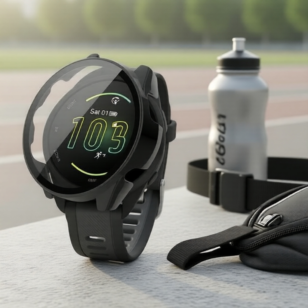 Garmin Forerunner 165/165 Music กรอบกันกระแทกแข็ง PC + ฟิล์มกันรอยกระจกนิรภัย