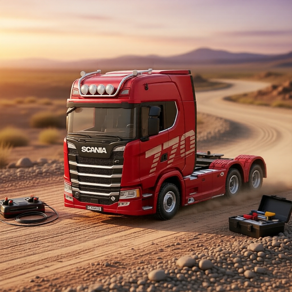 HUINA 1501 รถบรรทุกก่อสร้างบังคับวิทยุ Scania 770S 19 ช่อง พร้อมรถพ่วง มีไฟและเสียง ของเล่นรีโมทคอนโ