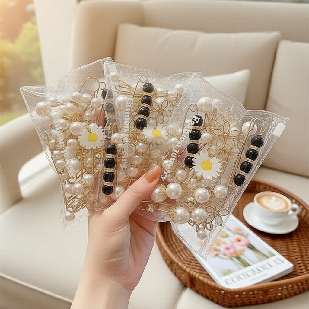 ชุดคลิปเอวไข่มุก 12 ชิ้น หมุดกลัดเกาหลีแฟชั่นสําหรับผู้หญิงเข็มขัดกางเกง