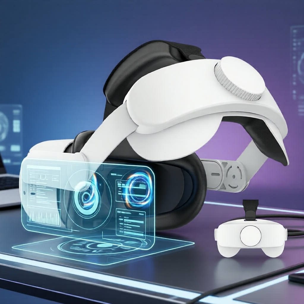 สายรัดศีรษะ VR สําหรับ Oculus/Meta Quest 2 สายรัดศีรษะแบบปรับได้สําหรับความสบายและการเล่นเกมที่สมจริงยิ่งขึ้น ไม่ต้องใช้แบตเตอรี่