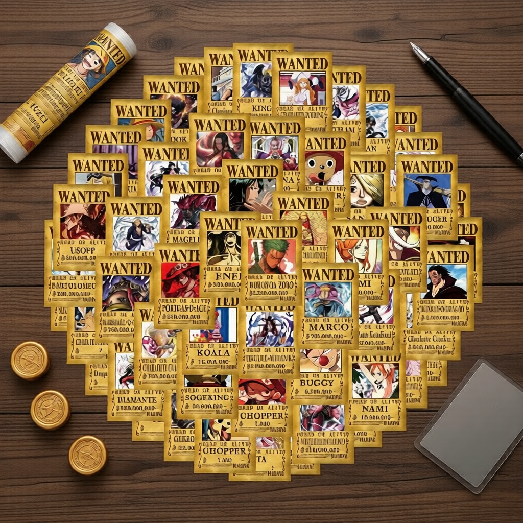 โปสเตอร์อนิเมะวันพีซ สติกเกอร์หมายจับ 50-100 ชิ้น ชุดไวนิลกันน้ํา สําหรับติดหมวกกันน็อค จักรยาน และกล่องดินสอ