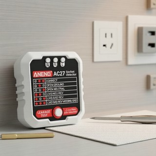 เครื่องทดสอบปลั๊กไฟอัจฉริยะ ANENG AC27: ตรวจสอบขั้วและแรงดันไฟฟ้าเฟส, ปลั๊ก EU/US, RCD 30mA, อุปกรณ์ตรวจสอบเบรกเกอร์วงจร