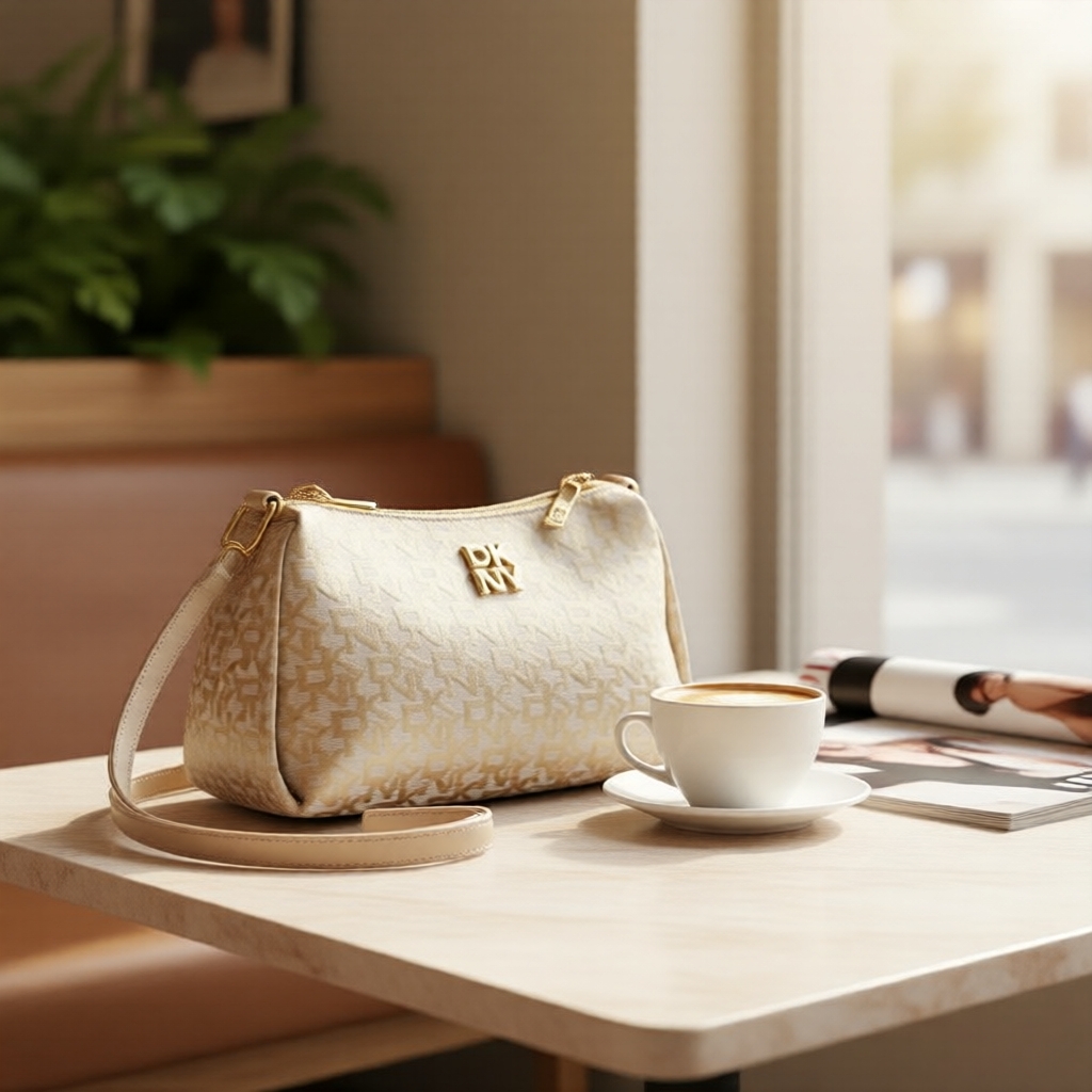 DKNY Monogram กระเป๋าสะพายข้างผู้หญิง แบบพับฝา น้ําหนักเบา ปรับสายได้ ปิดซิป เหมาะสําหรับทํางานและเด