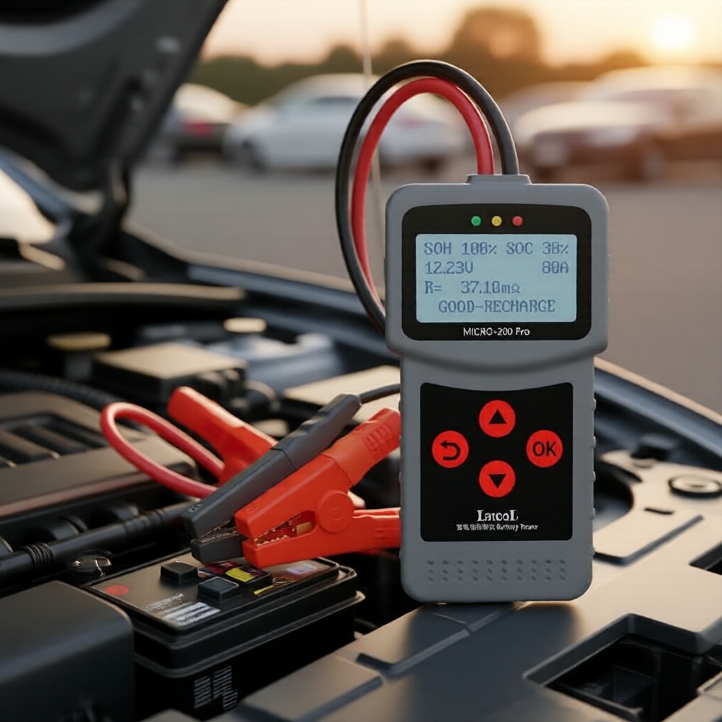 Lancol MICRO 200 Pro เครื่องทดสอบแบตเตอรี่รถยนต์ 12V, กรดตะกั่ว, วัดค่าได้ 40-2000 CCA, อุปกรณ์วิเคร