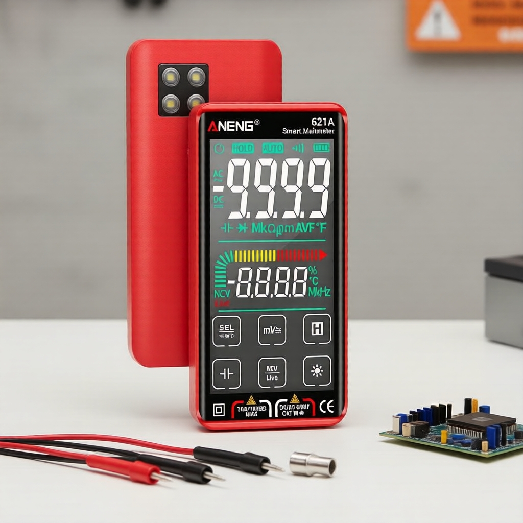 ANENG 621A มัลติมิเตอร์จอสัมผัส นับ 9999, True RMS, วัดไฟ AC/DC และกระแส 10A