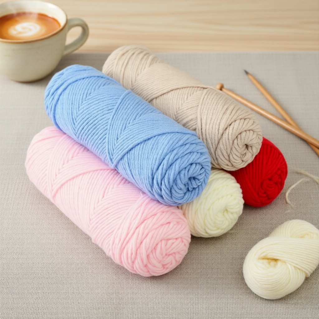 เส้นด้ายฝ้ายนม 8ply นุ่ม สําหรับถักนิตติ้งมือและงานทํามือโครเชต์
