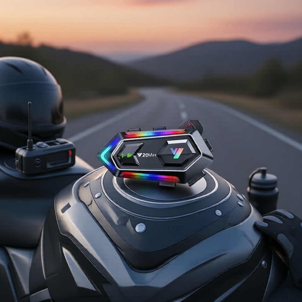 บลูทูธหมวกกันน็อค Y20 MAX กันน้ํา V5.3 ไฟ RGB ความจุแบตเตอรี่ 1000mAh สําหรับนักขี่มอเตอร์ไซค์