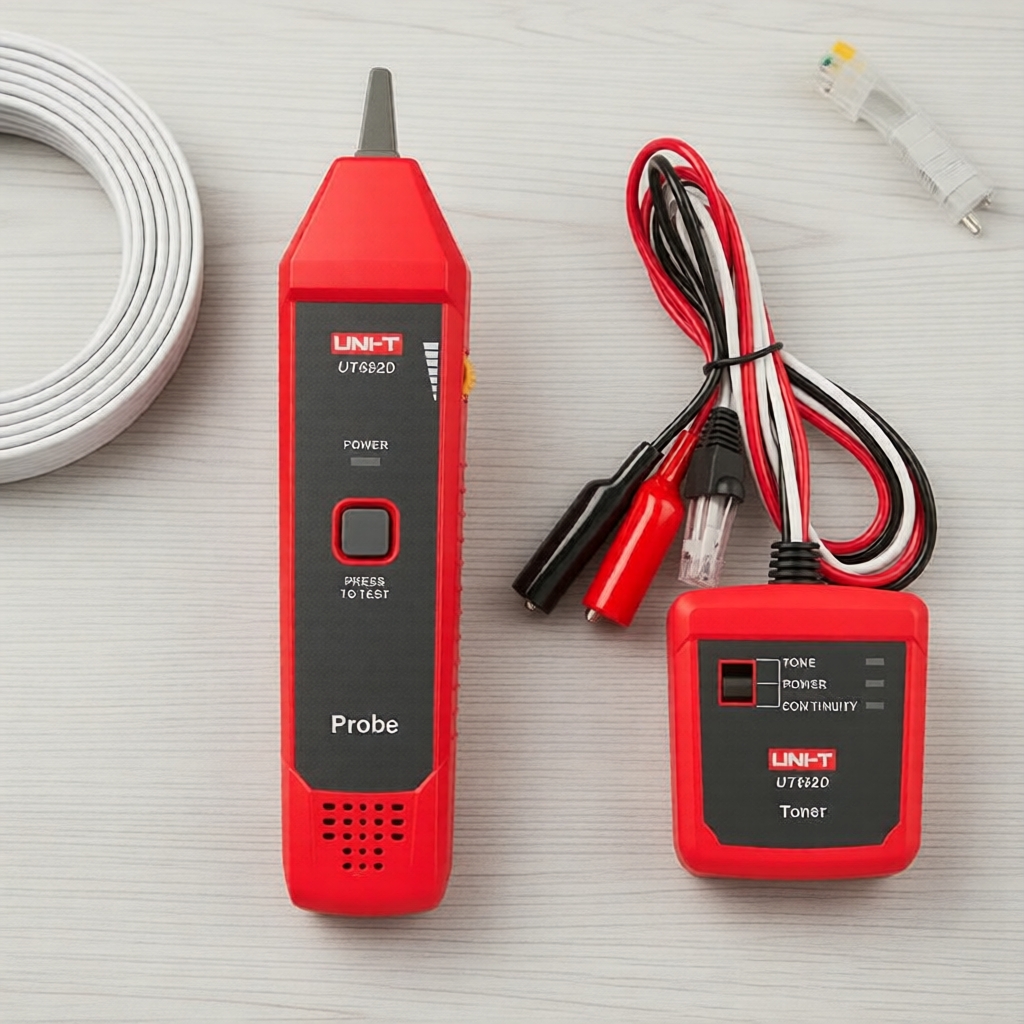 เครื่องทดสอบและระบุสายเครือข่าย UNI-T UT682D ตรวจสอบความต่อเนื่องและขั้ว, สําหรับ RJ45/โทรศัพท์