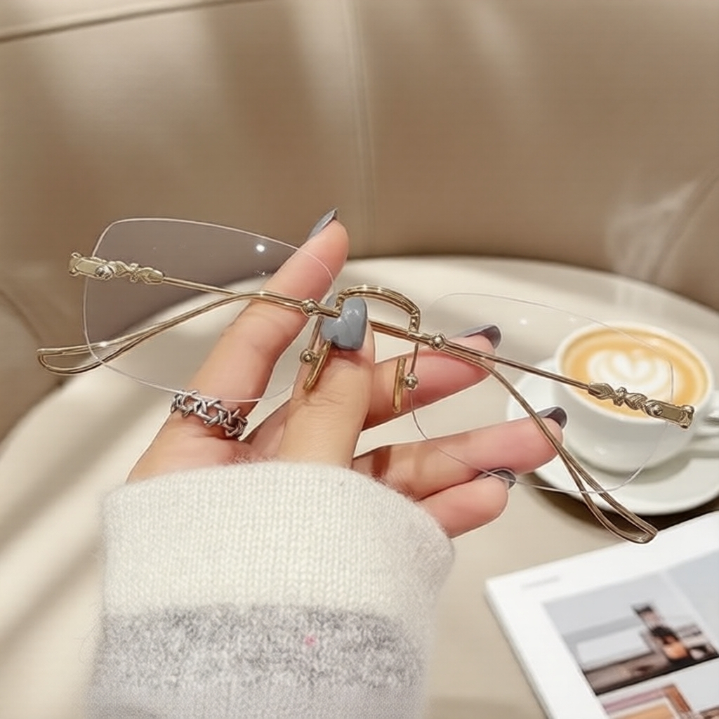 กรอบแว่นตาแฟชั่นไร้ขอบสําหรับผู้หญิง – ดีไซน์เพรียว น้ําหนักเบา ทันสมัย