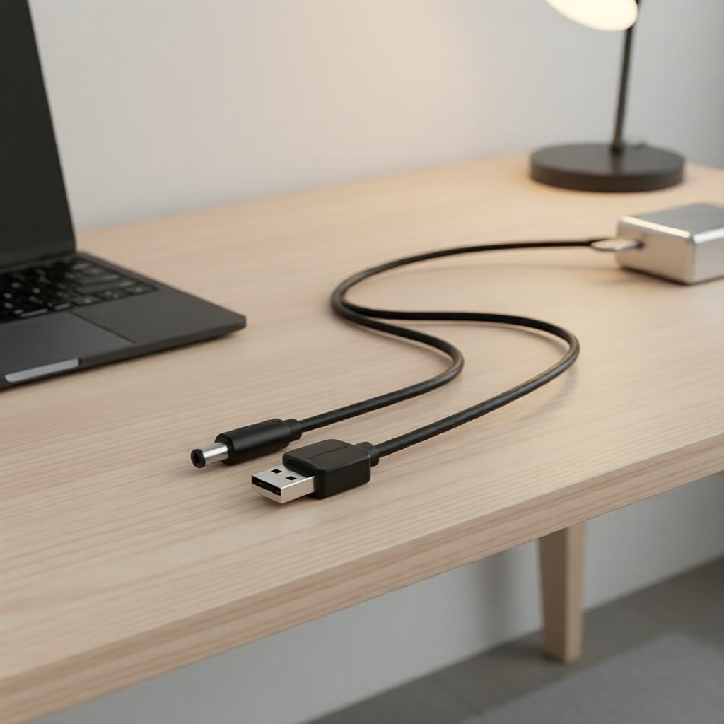 Vention สายชาร์จ USB to DC 5.5mm 28AWG สําหรับ USB Hub, พัดลมมินิ, โคมไฟตั้งโต๊ะ