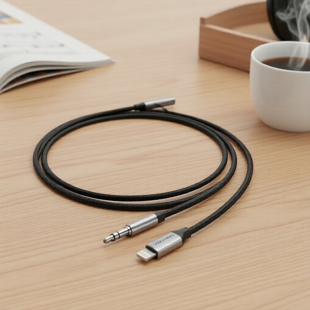 อะแดปเตอร์เสียง Vention iPhone ชาย เป็น AUX 3.5 มม.
