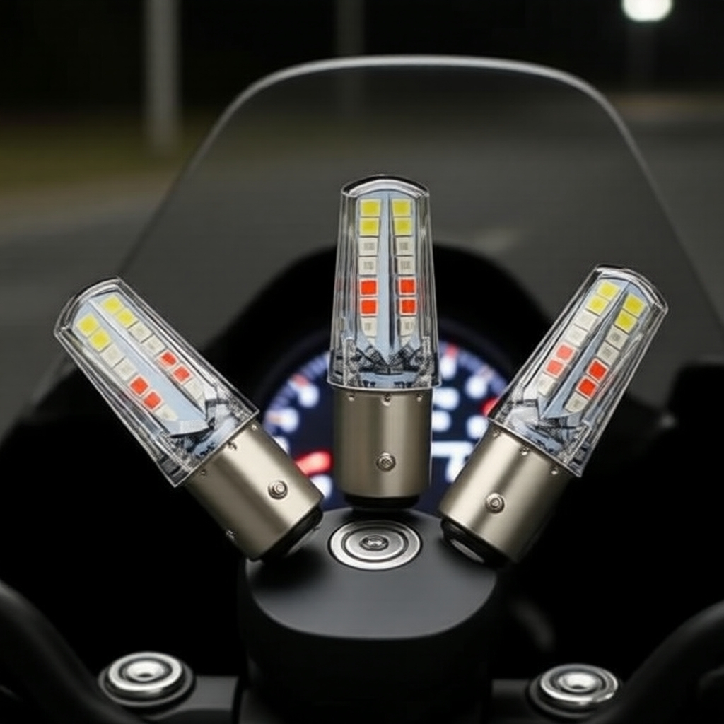 1 ชิ้น TCYATO 1157 BA15D ไฟท้าย/ไฟเบรกมอเตอร์ไซค์ LED พร้อมไฟเลี้ยว สัญญาณกระพริบ 12V แบบสองขั้ว RGB