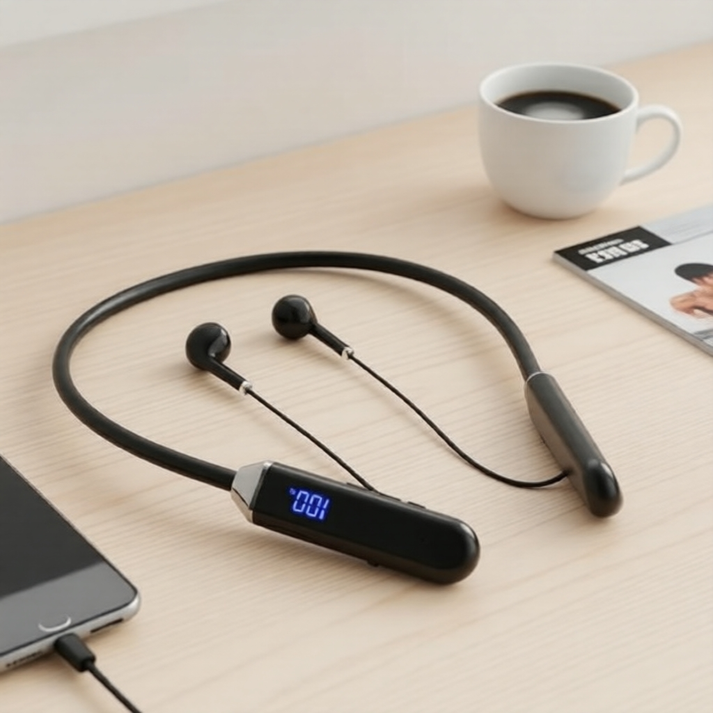 หูฟังไร้สายแบบคล้องคอ HM01 Bluetooth 5.0 ฟังได้นาน 9 ชั่วโมง ตัดเสียงรบกวนขณะโทร IPX4 กันน้ํา