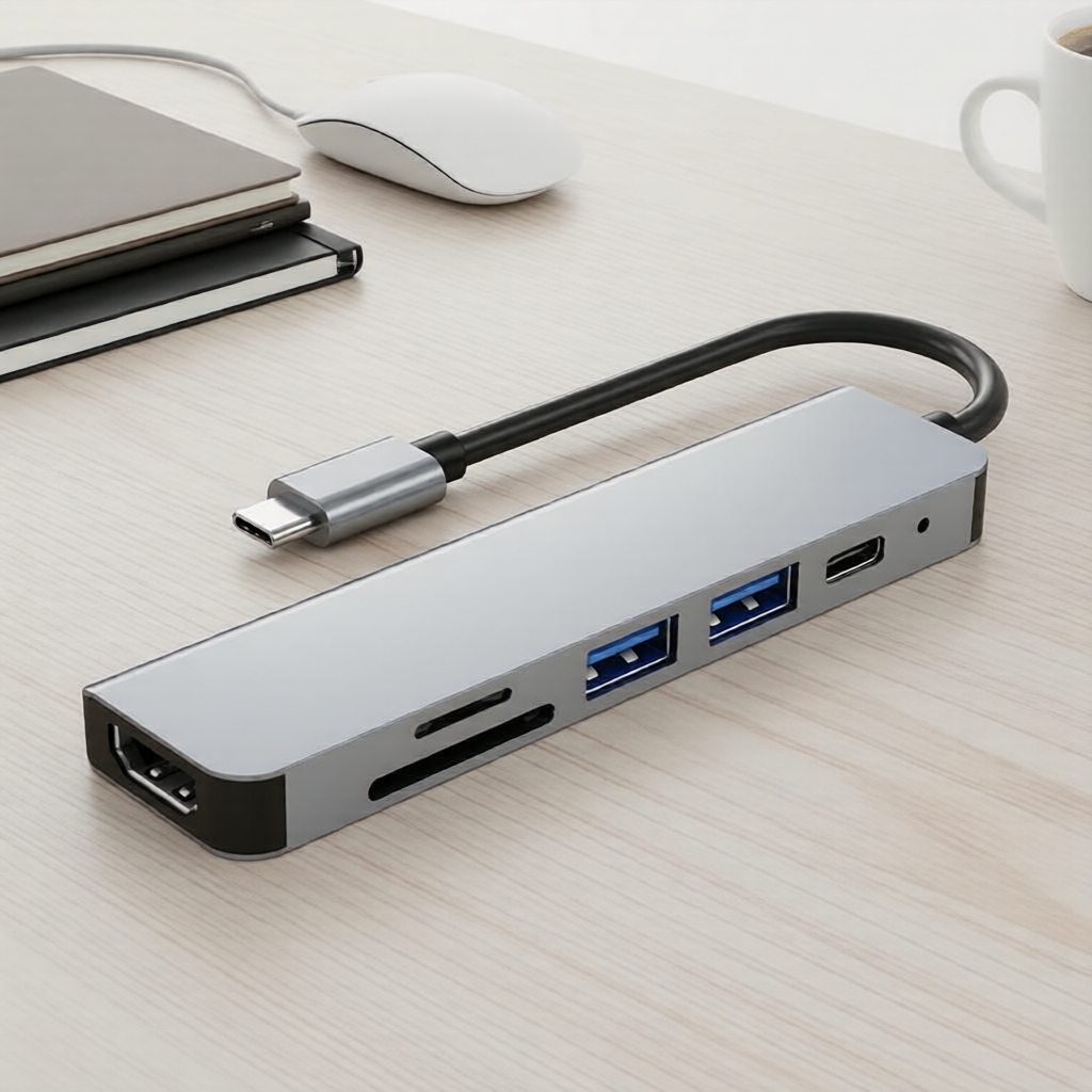 อะแดปเตอร์ USB3.0 OTG 2 ช่อง USB-C HDMI ช่องเสียบ TF/SD ชาร์จเร็ว PD 87W แบบแยกช่องสําหรับ MacBook แล็ปท็อป Hub Type-C แบบ 6-in-1