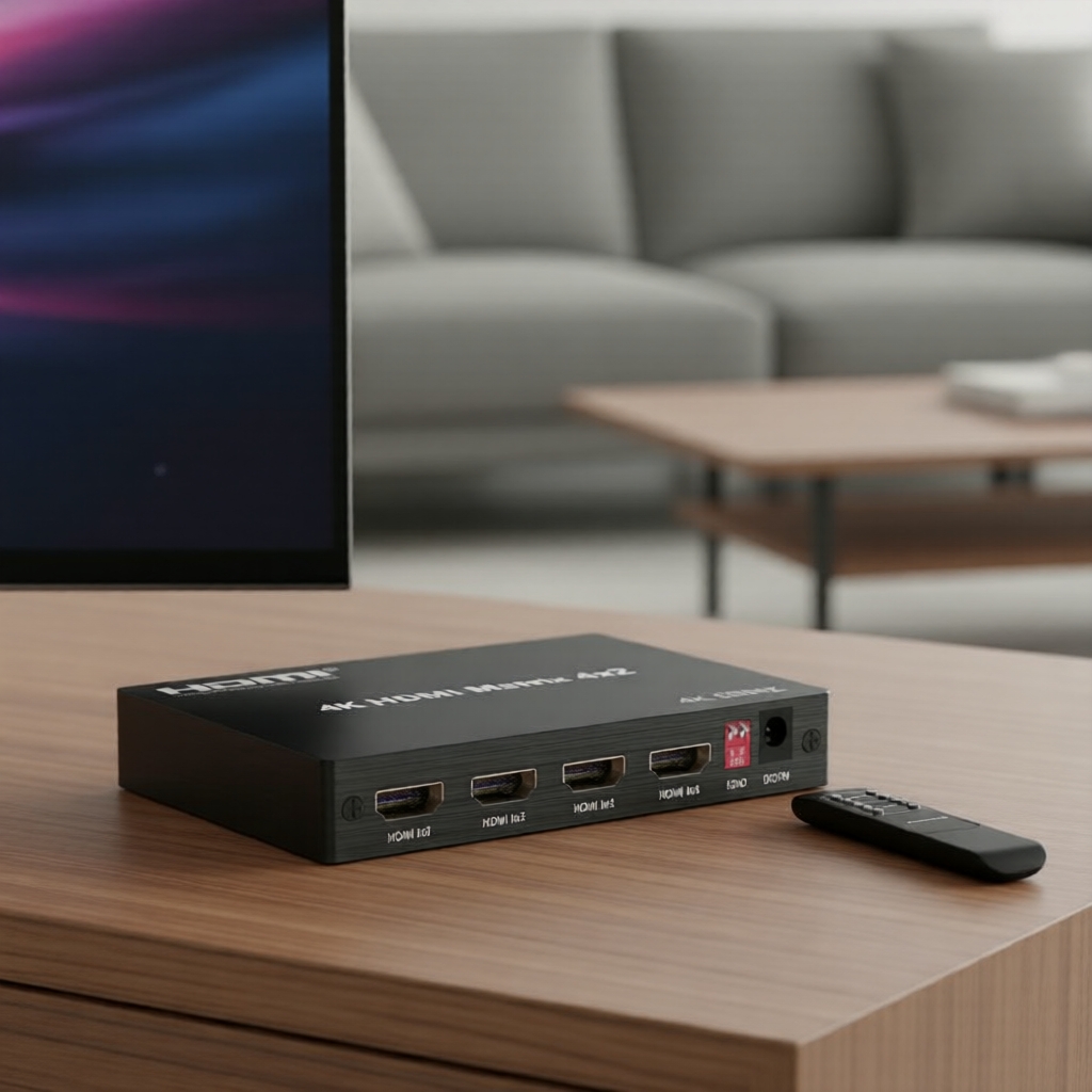 ตัวแยกสวิตช์เมทริกซ์ HDMI 4K 60Hz 4x2, อะแดปเตอร์โปร 18Gbps พร้อมรีโมทคอนโทรล Elite X