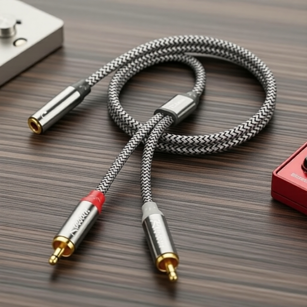 สายแปลงเสียงสเตอริโอ Riksoin 2RCA ชาย เป็น 3.5 มม. หญิง สําหรับลําโพง แอมป์ Pro Max