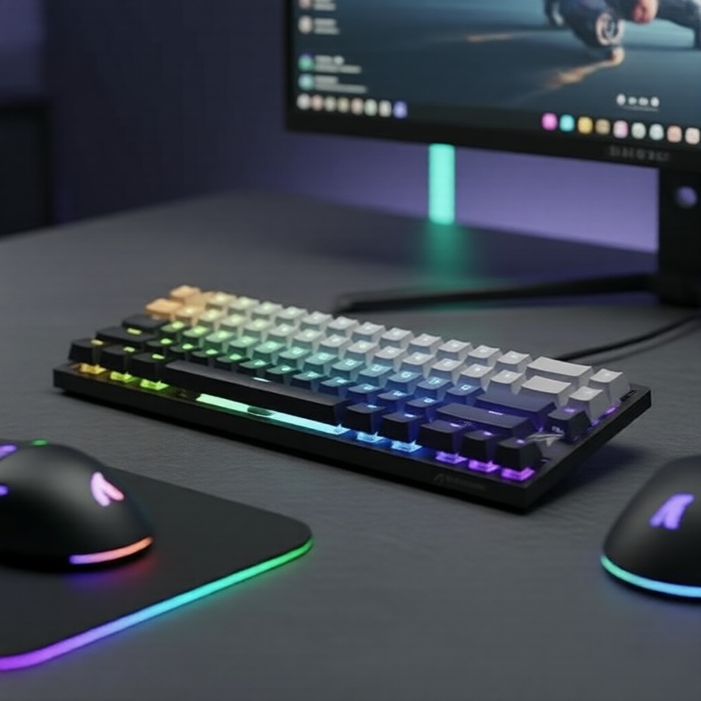 คีย์บอร์ดเกมมิ่งแบบแมคคานิคอลมีสาย Attack Shark X68HE, ไฟ RGB, สวิตช์แม่เหล็ก, ความละเอียดแม่นยํา 0.