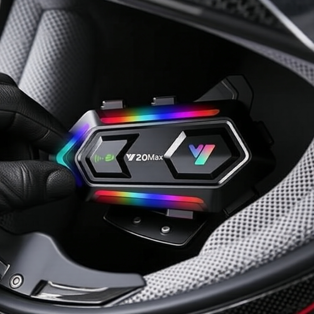 ระบบสื่อสารหมวกกันน็อครุ่น Y20 MAX บลูทูธ V5.3 แบตเตอรี่ 1000mAh กันน้ํา ไฟ RGB