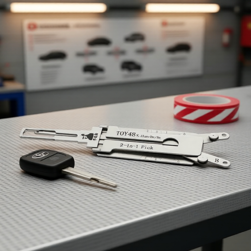ชุดอุปกรณ์ช่างกุญแจ Lishi TOY48 V3 – ถอดรหัสและสะเดาะล็อก 2-in-1 สําหรับ Toyota