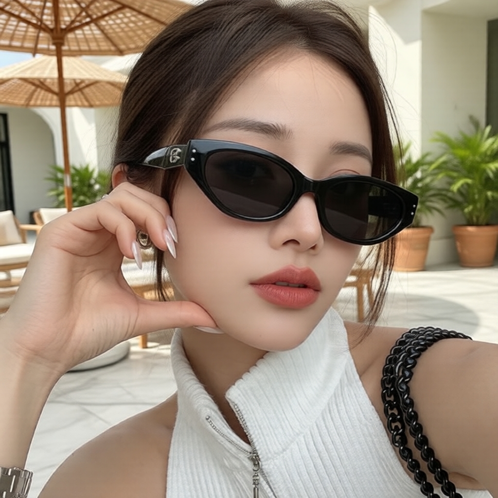 แว่นตากันแดดทรงแคทอายสไตล์เกาหลีวินเทจ น้ําหนักเบา สําหรับสุภาพสตรี เหมาะใส่ขับรถและถ่ายรูปสวย