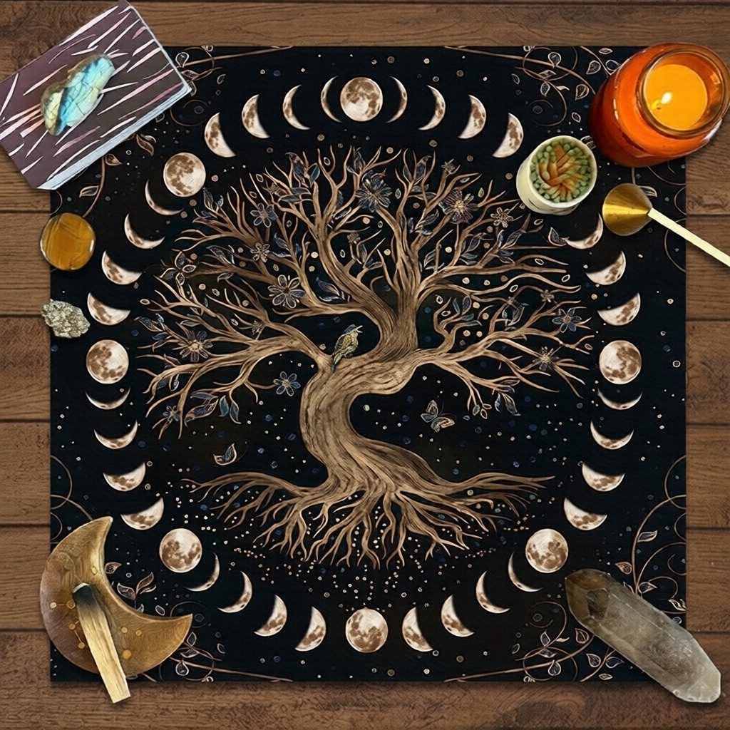 ผ้าปูโต๊ะทาโรต์ Tree Of Life สําหรับห้องครัวและห้องนั่งเล่น โพลีเอสเตอร์