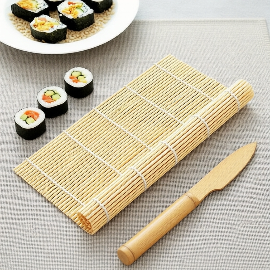 เสื่อม้วนซูชิไม้ไผ่ DIY เครื่องมือทําซูชิม่า