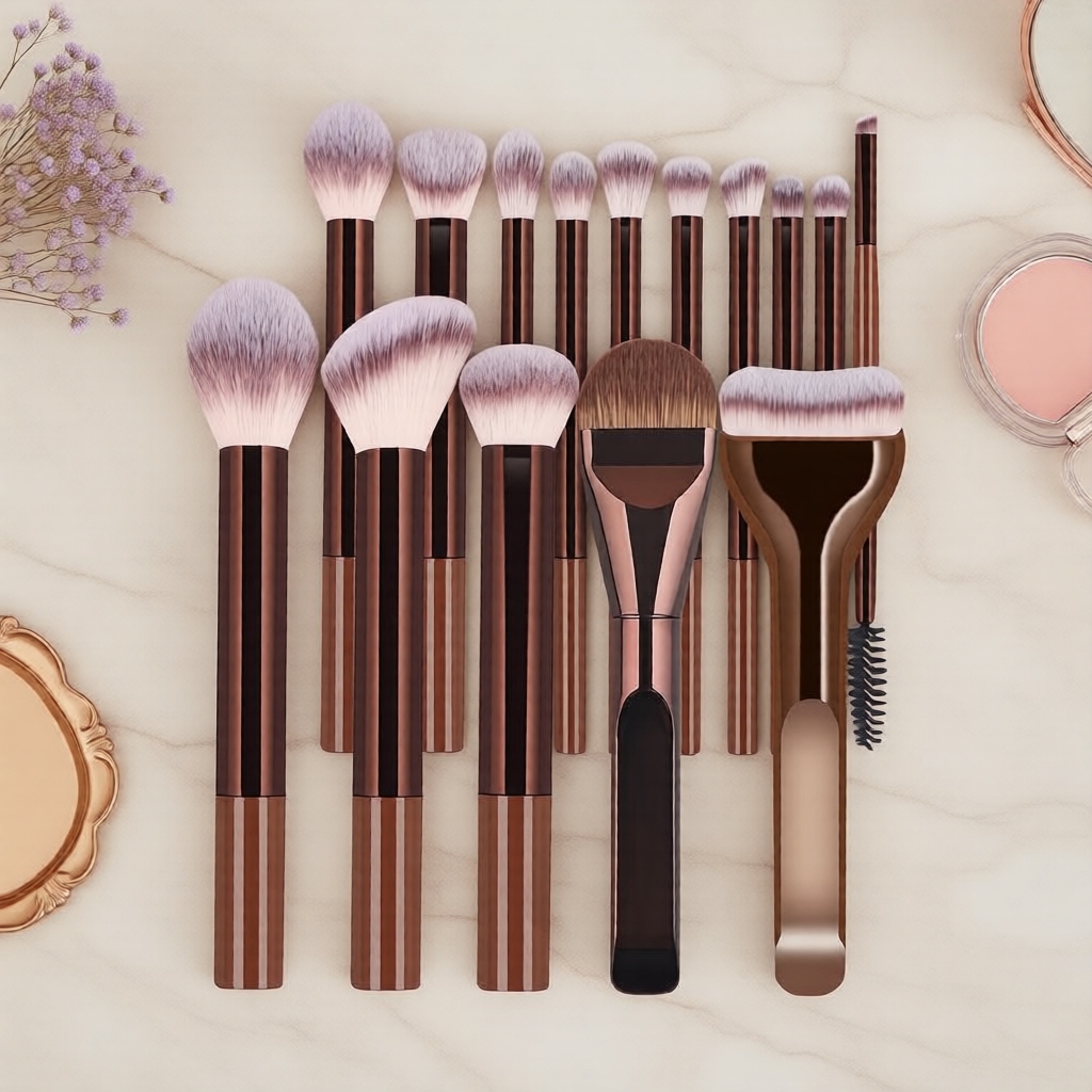 แปรงแต่งหน้า 15 ชิ้นสําคัญ สําหรับรองพื้น ไฮไลต์ บลัช แป้ง คอนทัวร์จมูก และอายแชโดว์