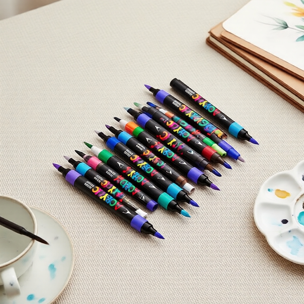 ชุดปากกามาร์กเกอร์อะคริลิค MW ชนิดหัวแปรงนุ่ม - 48-168 สี หมึกกันน้ํา