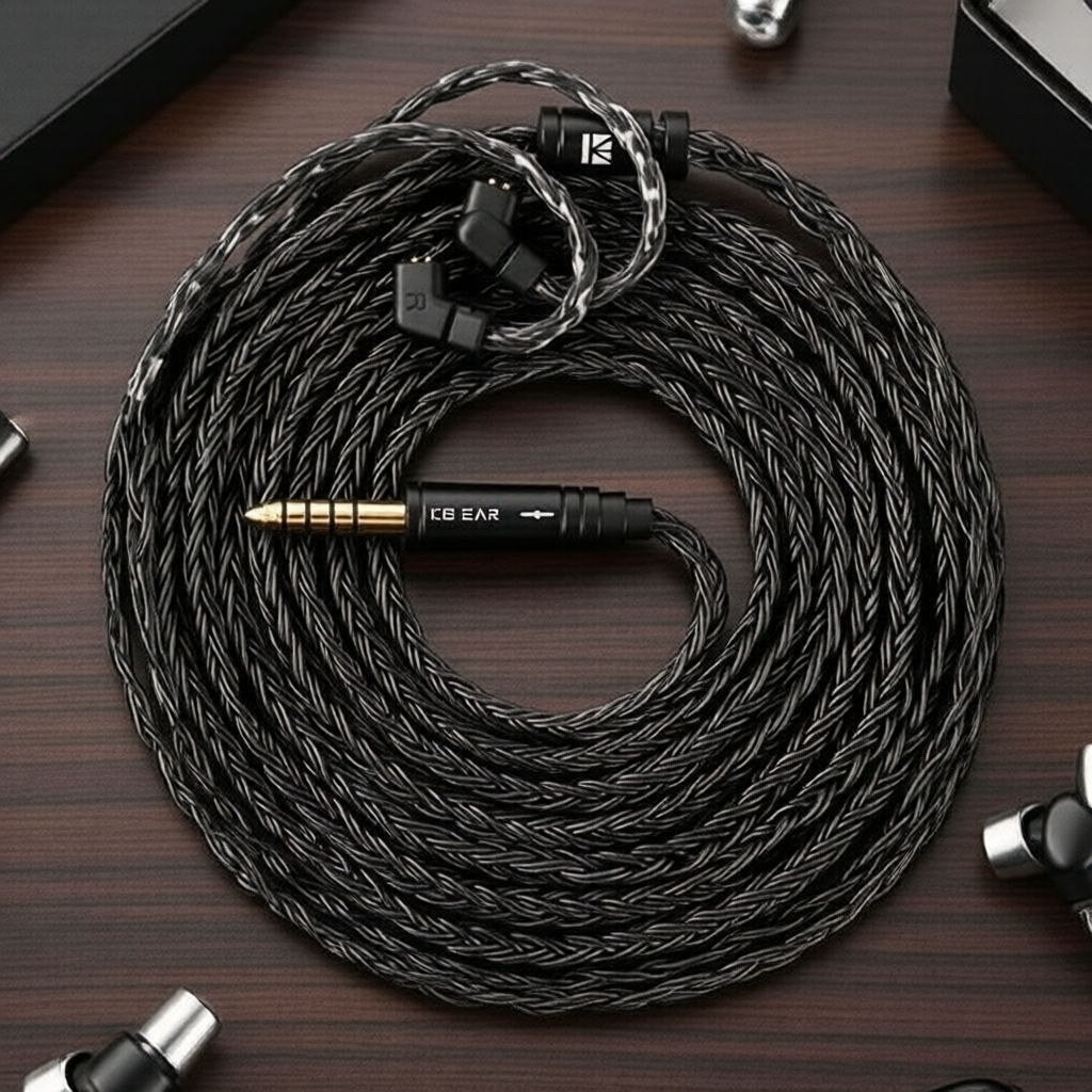 KBEAR ST24 Plus สาย IEM 2ม. อัปเกรดโปร 5N OCC ชุบเงิน