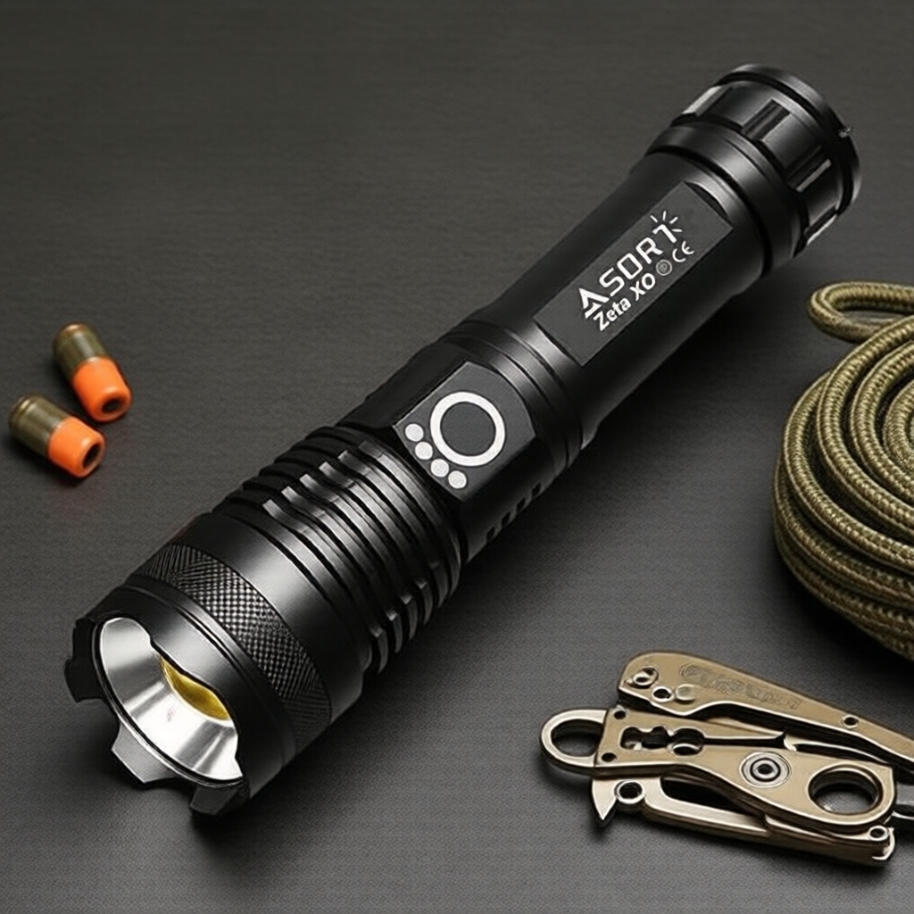 ไฟฉาย LED ชาร์จ USB KENSUN XHP70 4 คอร์ ปรับซูมได้ สําหรับตั้งแคมป์และฉุกเฉิน