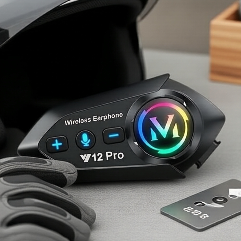 หูฟังบลูทูธมอเตอร์ไซค์ Y12 Pro: สื่อสาร对讲 500 เมตร, กันน้ํา IP56, ไฟ RGB, ไมโครโฟนคู่, ชิปคู่ JL