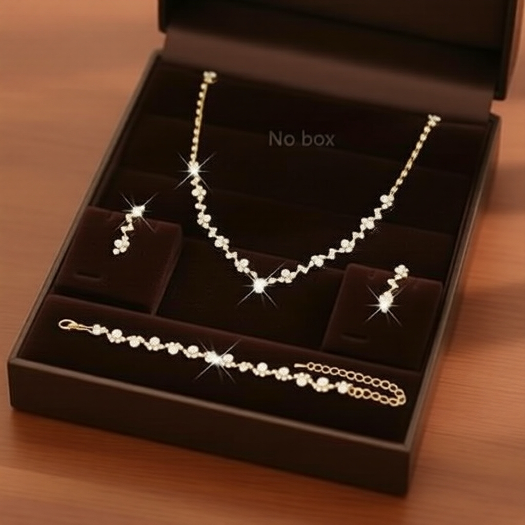 ชุดเครื่องประดับเจ้าสาวผู้หญิงสีเงินประดับ CZ ประกายแวววาว เซ็ต 4 ชิ้น: สร้อยคอ簇ดอกไม้ ต่างหู กําไล สําหรับงานแต่งงาน