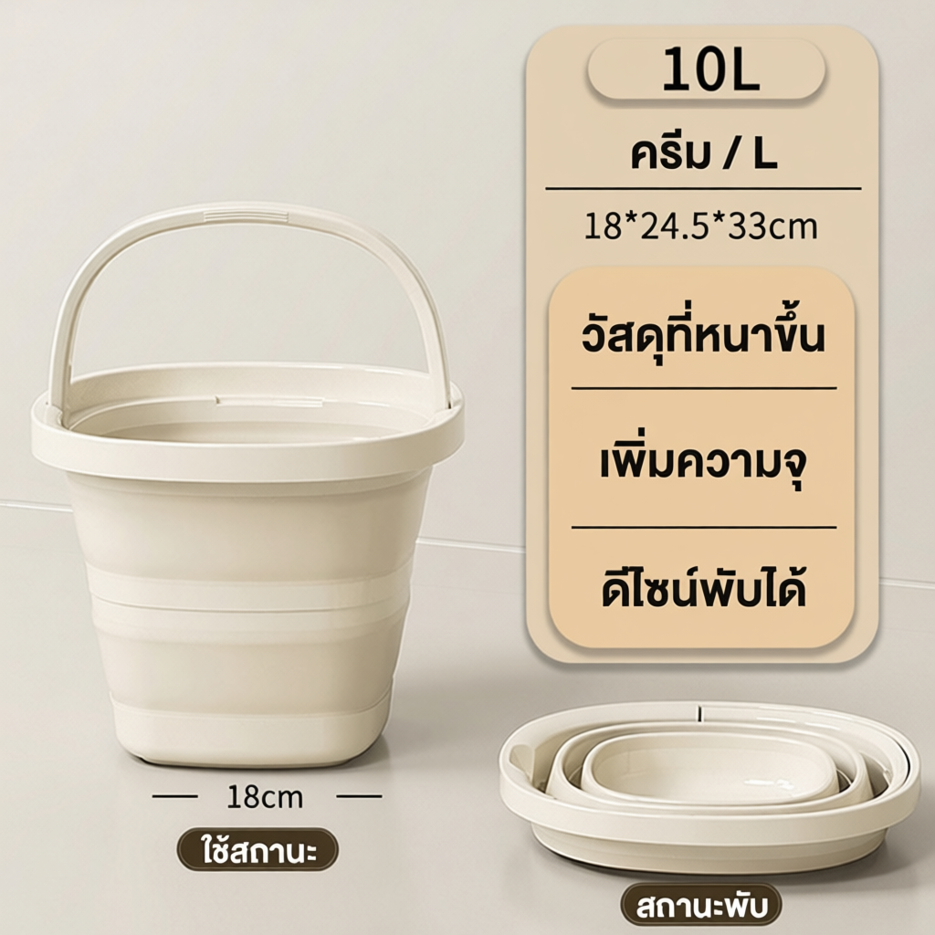 ถังน้ำ GEESO ขนาด 5 และ 10 ลิตร วัสดุ TPR ทนทาน