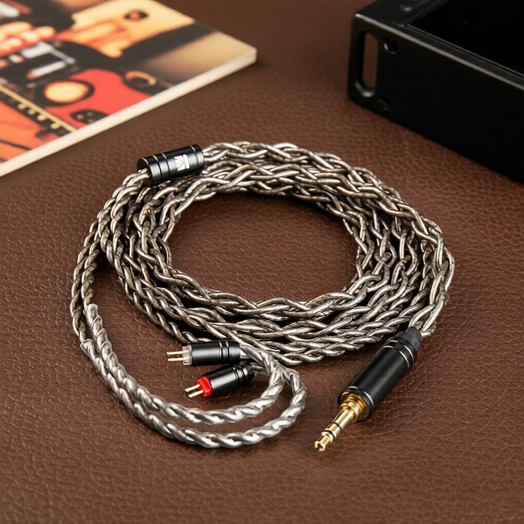 KBEAR DarkJade 6N สายหูฟังหุ้มเงิน 4x252 แกน ปลั๊กชุบทอง MMCX 2PIN QDC